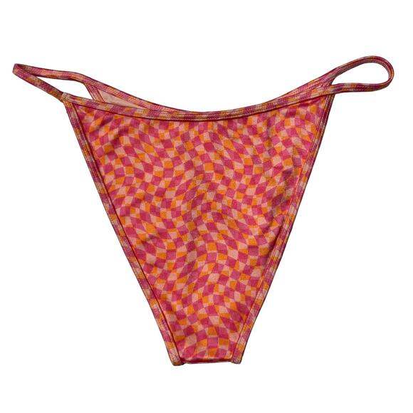 L*SPACE Tommy Bikini Bottom Bitsy Heat Waves Pink Abstract Scoop Front Med NEW - Picture 6 of 9